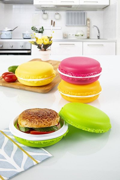 Bayev 8-Piece Macaron Lunch Box - Snack Bowl Fun Boxes with Lid for Kindergarten