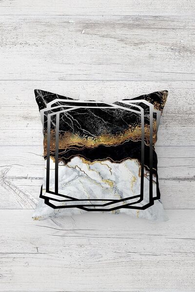 farbala Μαρμάρινο μαξιλαροθήκη με μεταλλικό πλαίσιο, με στάμπα στη μία πλευρά και κρυφό φερμουάρ
