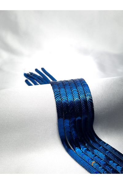 Yüksel Boncuk Navy Blue Hematite Stone - 6x1 mm Sergeant Model Natural Stone String