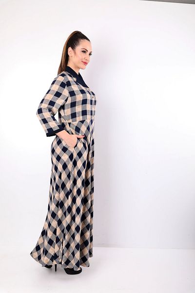 Wild Love Γυναικείο φόρεμα Hijab από βισκόζη - 100% καρό και κουμπιά