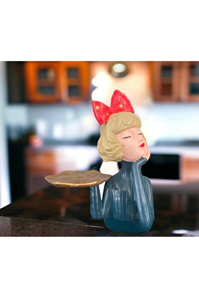 SZN DEKOR Sunum Yapan  Tepsili Kız Biblo  Heykel, Sunum Tabağı , Mutfak ,Bany...