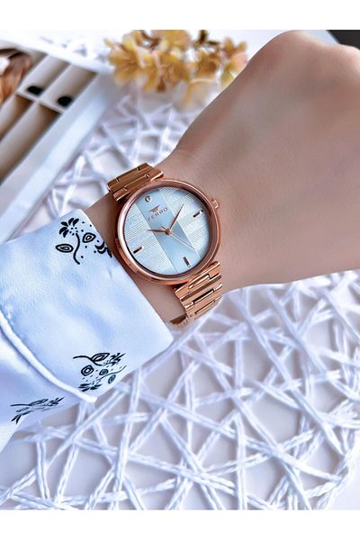 FERRO 3 Atm Water Resistant Rose Gold Steel Band Women's Wristwatch - BF21120AWT-C