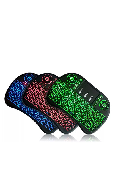 qasul Yeni Nesil Işıklı Kablosuz Mini Klavye Ev Ofis İçin  Tv Televizyon Ps3  Uyumlu Dokunmatik Mouse