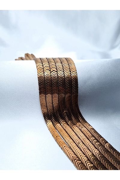 Yüksel Boncuk 6x1 mm Hematite Stone - Bronze Sergeant Model Natural Stone String