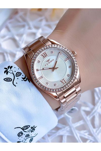 FERRO Special Design Rose Gold 3 ATM Water Resistant Women's Wristwatch - BFL21263AWT-C