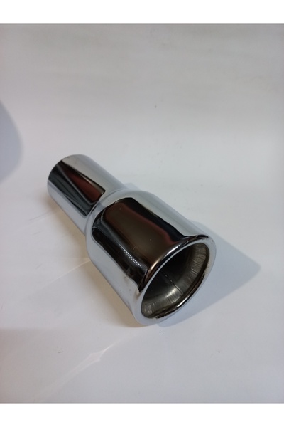 AUTO LUXURY 5.1 cm. Antipas iç kaplamalı YUVARLAK RÜZGAR rüzgar sesli nikelaj egzoz eksoz ucu tekli