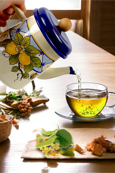 İnci Emaye 1 Liter Gift - Enameled Teapot, Herbal Tea Infuser, Dowry