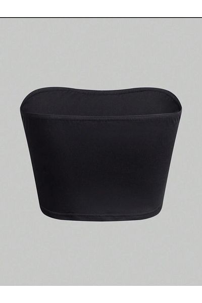 Touz Moda Αγγλία εμπριμέ μαύρο στράπλες Lycra βαμβακερό χτενισμένο