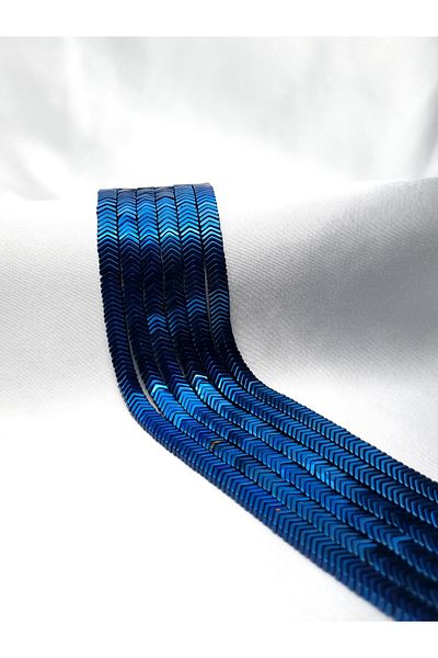 Yüksel Boncuk Navy Blue Hematite Stone - 6x1 mm Sergeant Model Natural Stone String