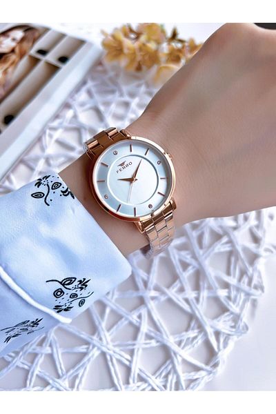 FERRO Special Design Rose Gold 3 ATM Water Resistant Women's Wristwatch - BF21099AWT-C