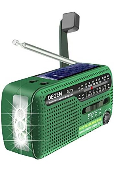 Degen DE13 Crank Güneş Radyosu - Degen DE13 FM SW Alıcı Krank Dinamo Radyo Ce...