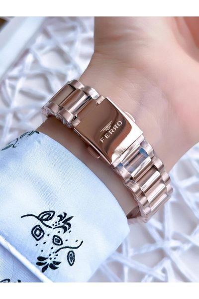 FERRO Special Design Rose Gold 3 ATM Water Resistant Women's Wristwatch - BFL21263AWT-C