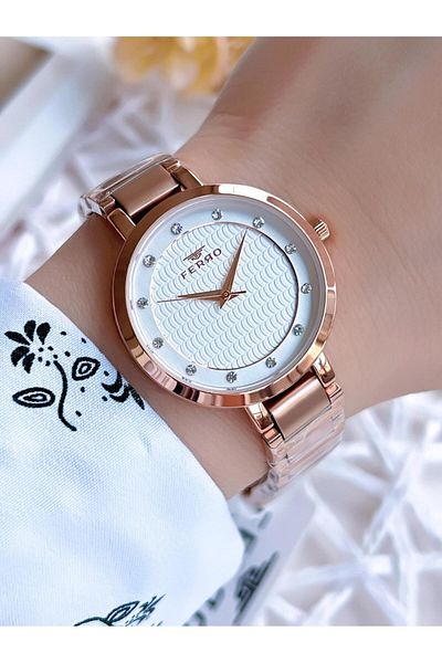FERRO Rose Gold 3 ATM Water Resistant Special Design Women's Wristwatch - BF81969AWT