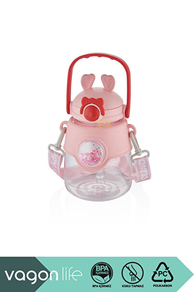 Vagonlife 1250ml Büyük Boy Süslü Askılı ve Kulplu Silikon Pipetli Kulaklı Pol...