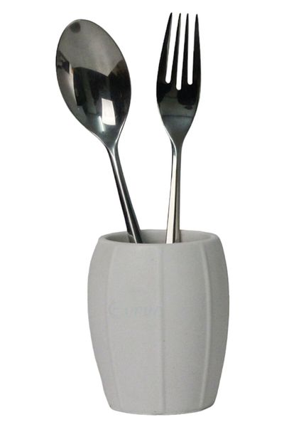 Evene Countertop Cutlery Decorative Upright Cutlery Holder Cylinder Cutlery White Color Model 13