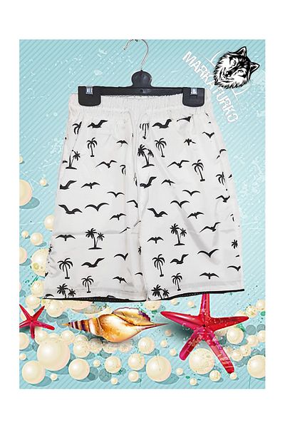 MarkaTurko PANTALONI DE BĂIEȚI ALBI IMPRIMAȚI