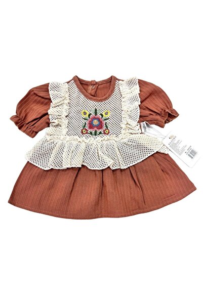 Esterella Baby Girl Ruffled Ruched Muslin Dress / Muslin Baby Dress / Short S...