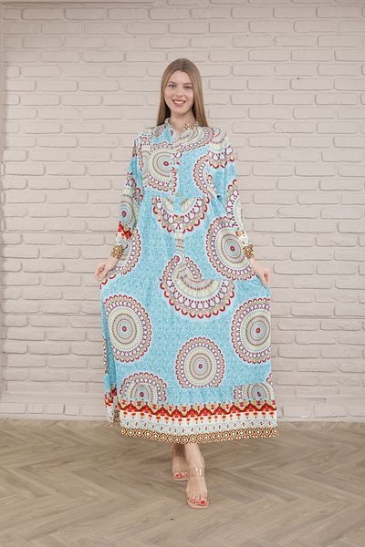 mervemoda Plus Size Women's Dress - Front Buttoned and Woven
