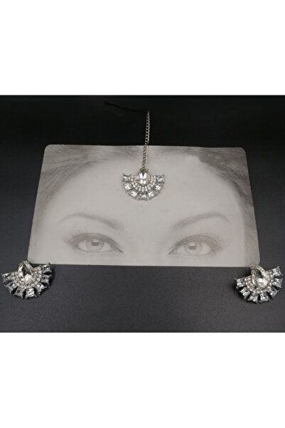 Kaftan Collection طقم أقراط ورؤوس هندية مكون من 3 قطع