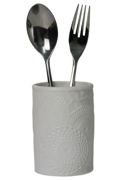 Evene Countertop Cutlery Decorative Upright Cutlery Holder Cylinder Cutlery White Color Model 12