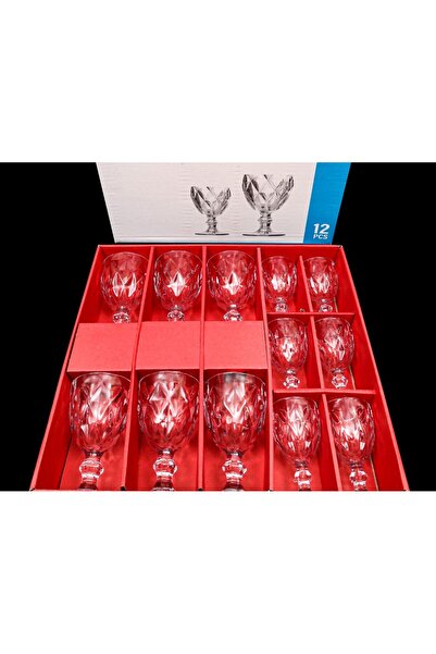 NİLÜFER HOME Set of 12 Glass Cups - Coffee and Soft Drink Glasses (set of 6)