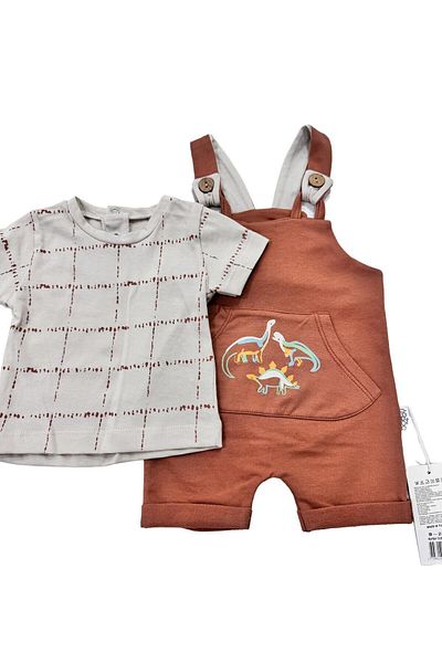 Esterella Baby Boy Jumpsuit with Salpet Shorts - Short Sleeve T-shirt, Kangaroo Pocket Baby Jumpsuit