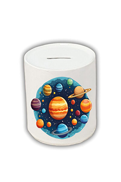 lili hediyelik Piggy Bank pentru economisirea banilor - Tema Planete Imprimată