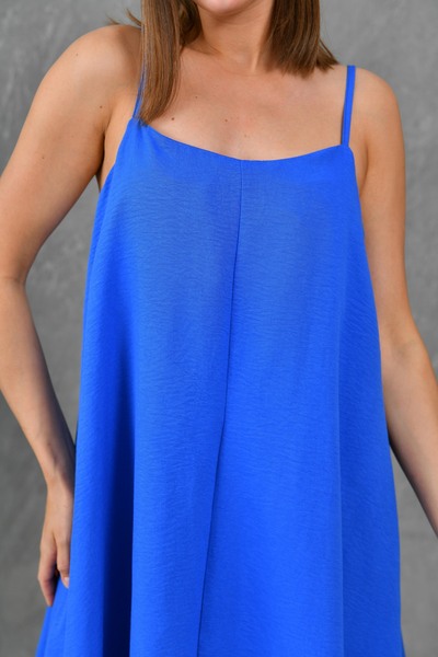 bayansepeti Kék Aerobin Midi ruha U gallérral és állítható pántokkal - 3378