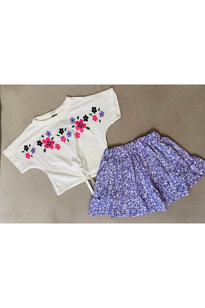 SANTRALBEBE Floral Patterned Skirt Set for Girl