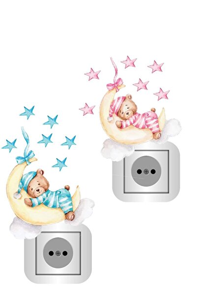 Kt Grup Pijamalı Ayıcıklar 2 Adet Priz Sticker Seti