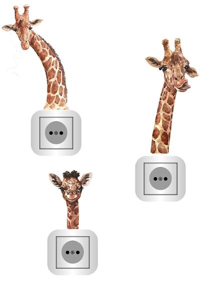Kt Grup Safari Zürafa Ailesi Priz Sticker Seti