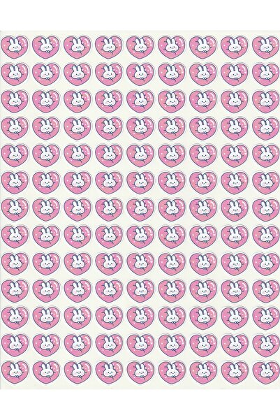 NUNUKİ مجموعة ملصقات الأرانب الوردية للفتيات الصغيرات - ملصق أرنب القلب الورد...