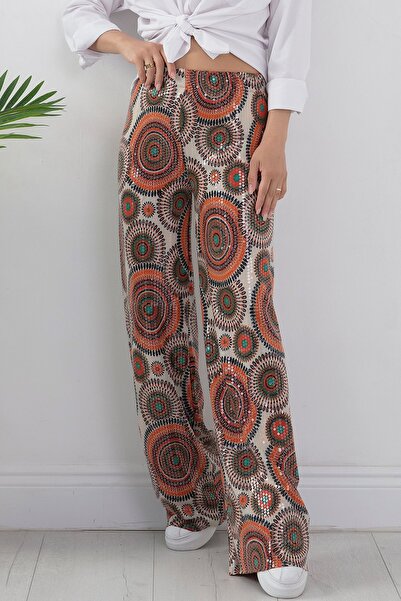 PULLIMM ESP048 Model Sequin Elastic Waist Trousers