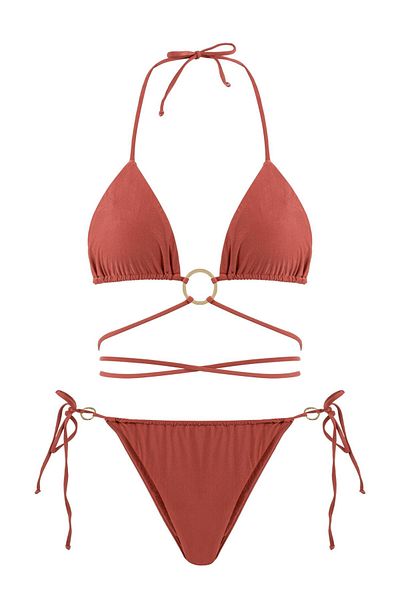 AQUELLA Soft Cherry Triangle Bikini - Tie-Up Set