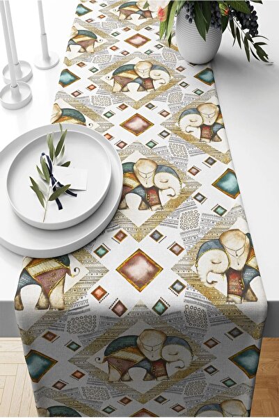 Pilloveland 140*40 Cm Runner țesut din piele intoarsa - Model elefant