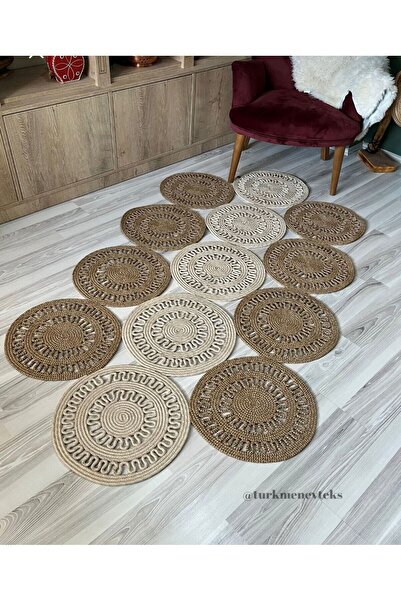 ModaCardin jüt hasır el örgüsü halı kilim yıkanabilir çift taraflı oval