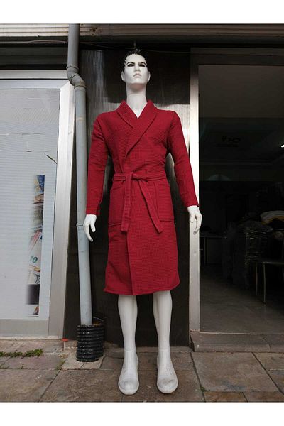 EVX Piqué de bumbac de înaltă calitate - Halat de baie de lux, moale și confortabil