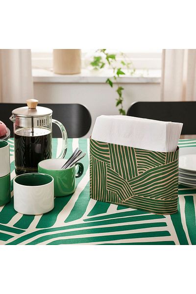 IKEA Green Patterned Nabbfisk Napkin Holder - 15 x 22 cm