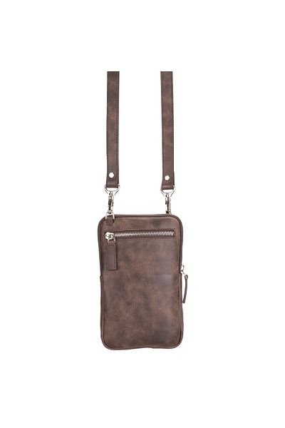 Lev Leather Мъжки портфейл - естествена кожа, каишка, отделения за телефон и карти, гравиране на име