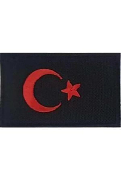 ARTHUR Türk Bayrağı Siyah Kırmızı Nakış İşleme 8/5 cm