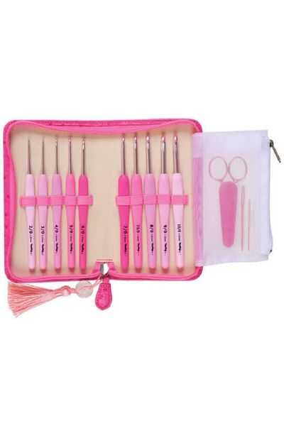 Tulip Etimo Rose - 10-Piece Pink Wool Crochet Set