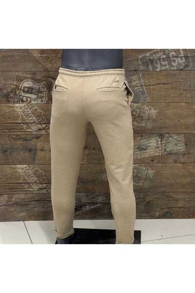 AYŞENUR YAPAKÇI Men's Slim Fit Grizzled Elastic Waist Double Leg Sweatpants - Trouser Look