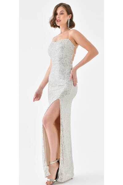 hilaltrendd pulpayet işlemeli sırt dekolteli abiye elbise