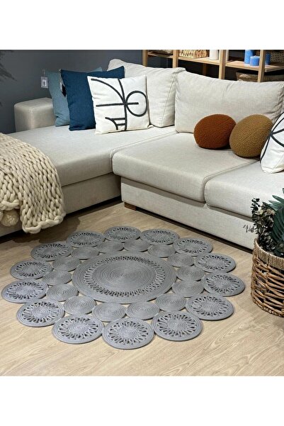 Genel Markalar hasır jüt halı el örgüsü halı kilim yıkanabilir çift taraflı yuvarlak