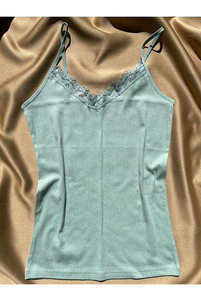 MODALİNOSA Corded V-Neck Lace Women's Undershirt - Set of 4 Cotton and Lycra