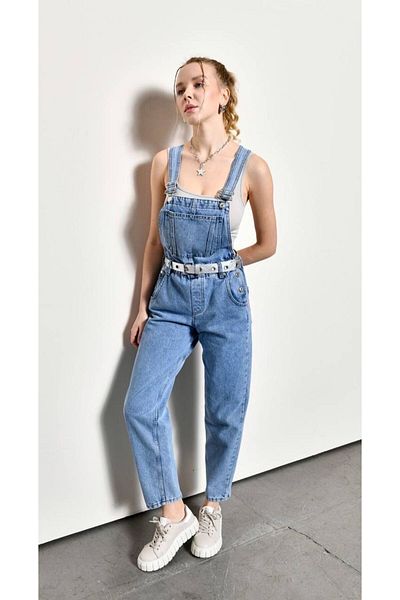 Calisa Denim Gardener Overalls - Decorative Pocket Detail