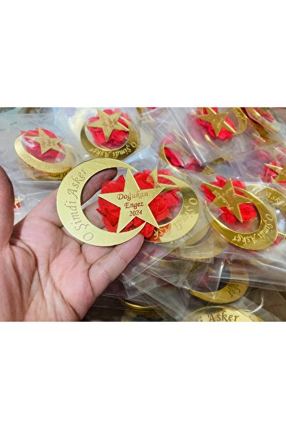 guluslazerkesim 20 ADET GOLD PLEKSİ AYYILDIZ MAGNET ASKER HATIRASI MAGNET