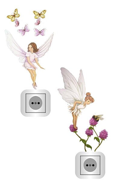 Kt Grup Kelebek Perisi Ve Doğa Perisi 2'li Priz Sticker Seti