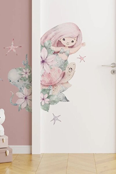 Kt Grup Kapı Arkadaşlarım Sevimli Deniz Kızı Ve Kablumbağa Sticker Seti