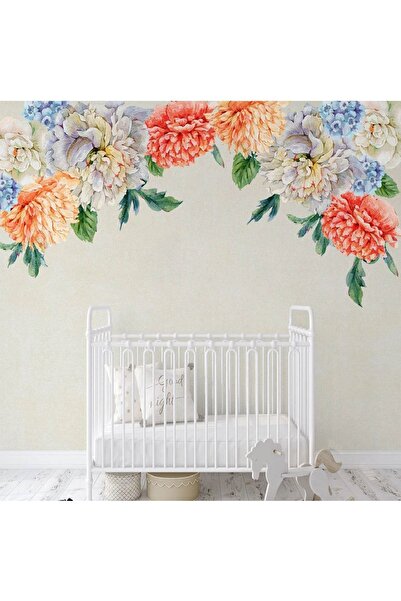 Kt Grup Turuncu-mavi Şakayıklar Büyük Boy Modern Duvar Sticker Seti